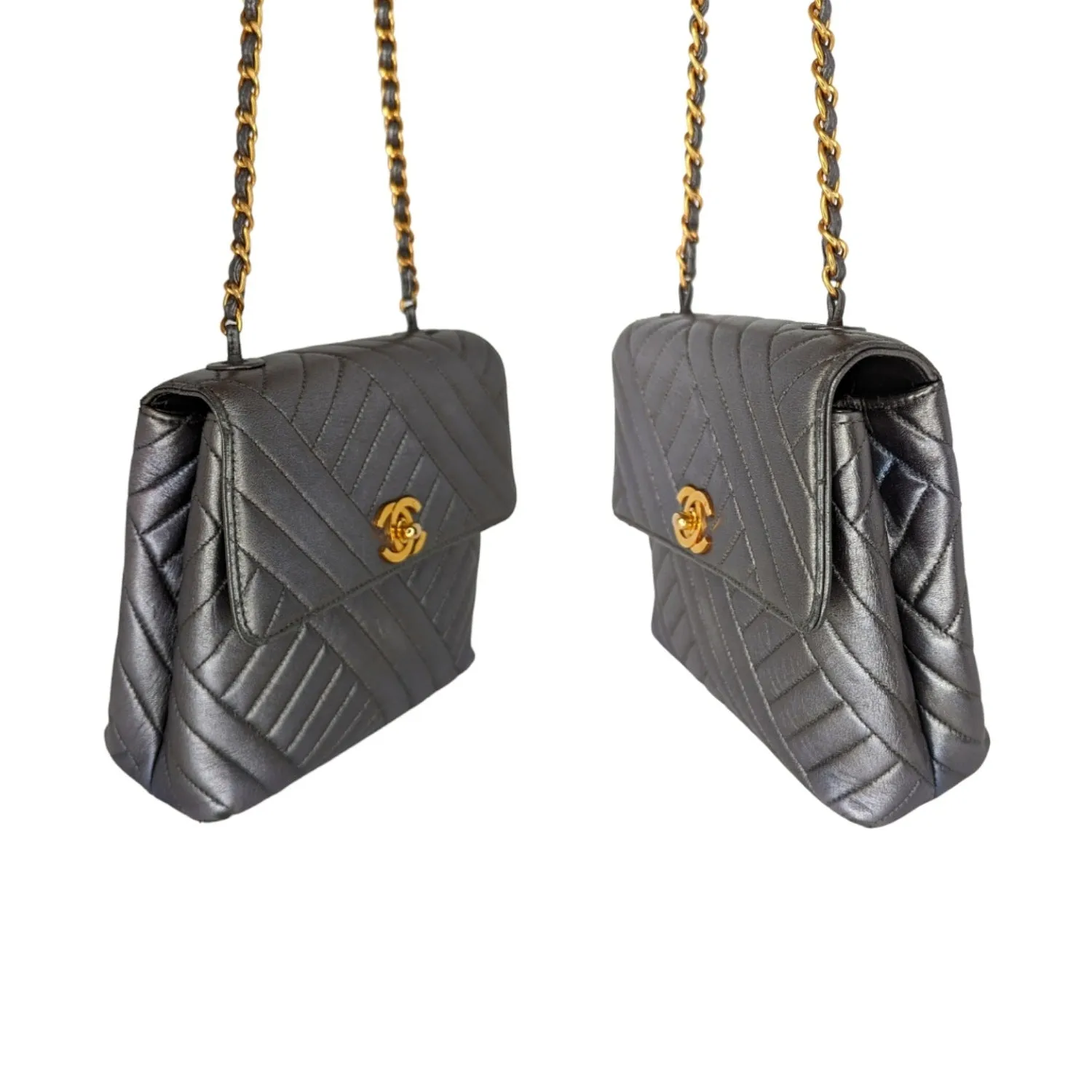 Chanel Bag Vintage Chevron Quilted Square Flap Bag