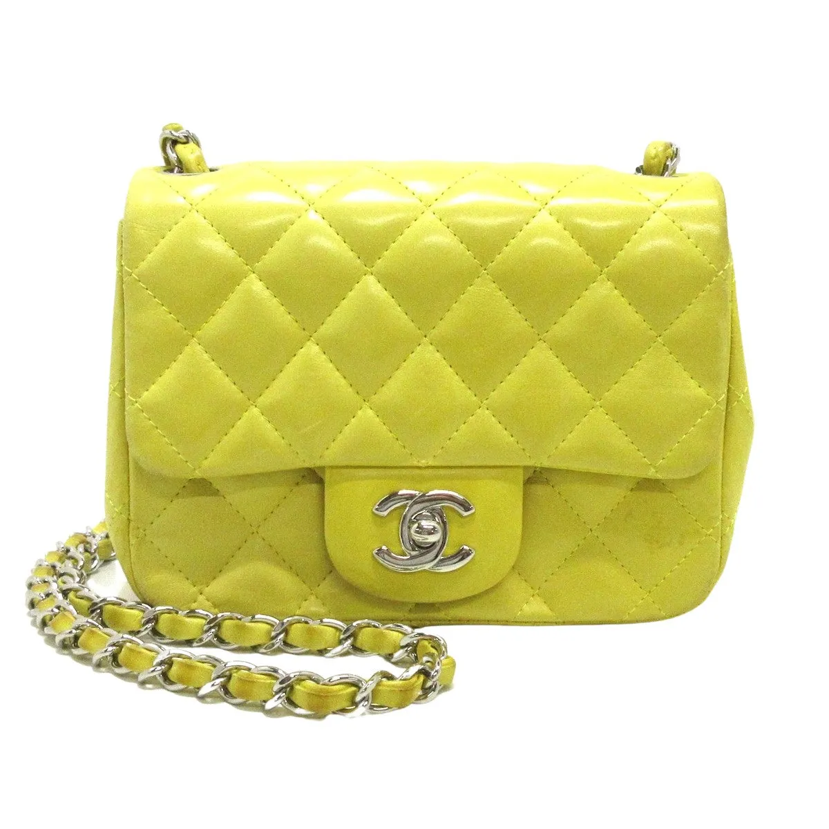 Chanel Yellow Leather MINI FLAP BAG shoulder bag