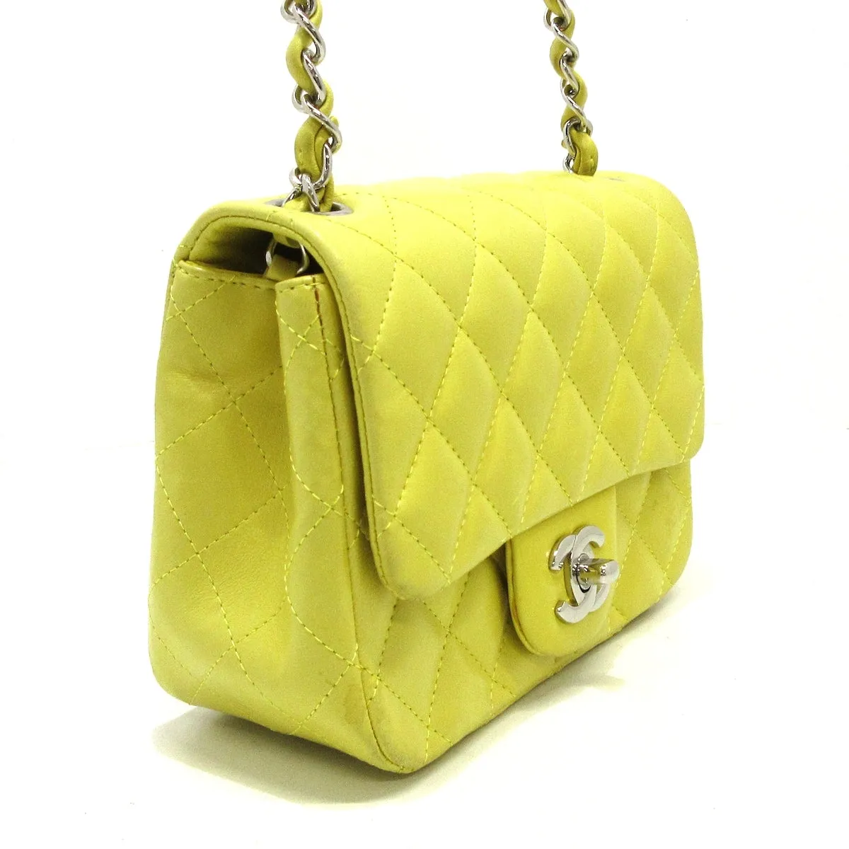 Chanel Yellow Leather MINI FLAP BAG shoulder bag