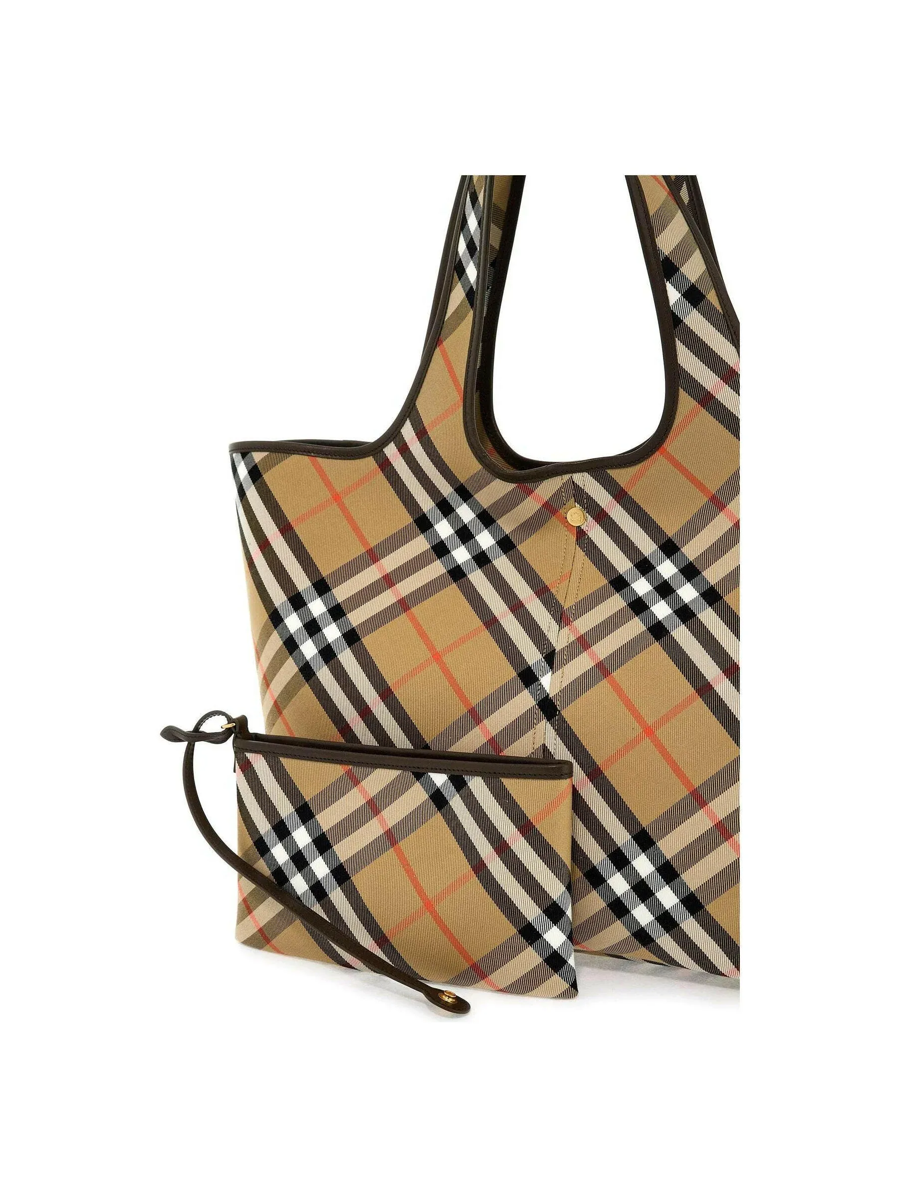 Check Plaid Leather Tote