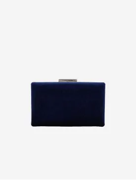 Clara Vegan Velvet Clutch | Dark Blue