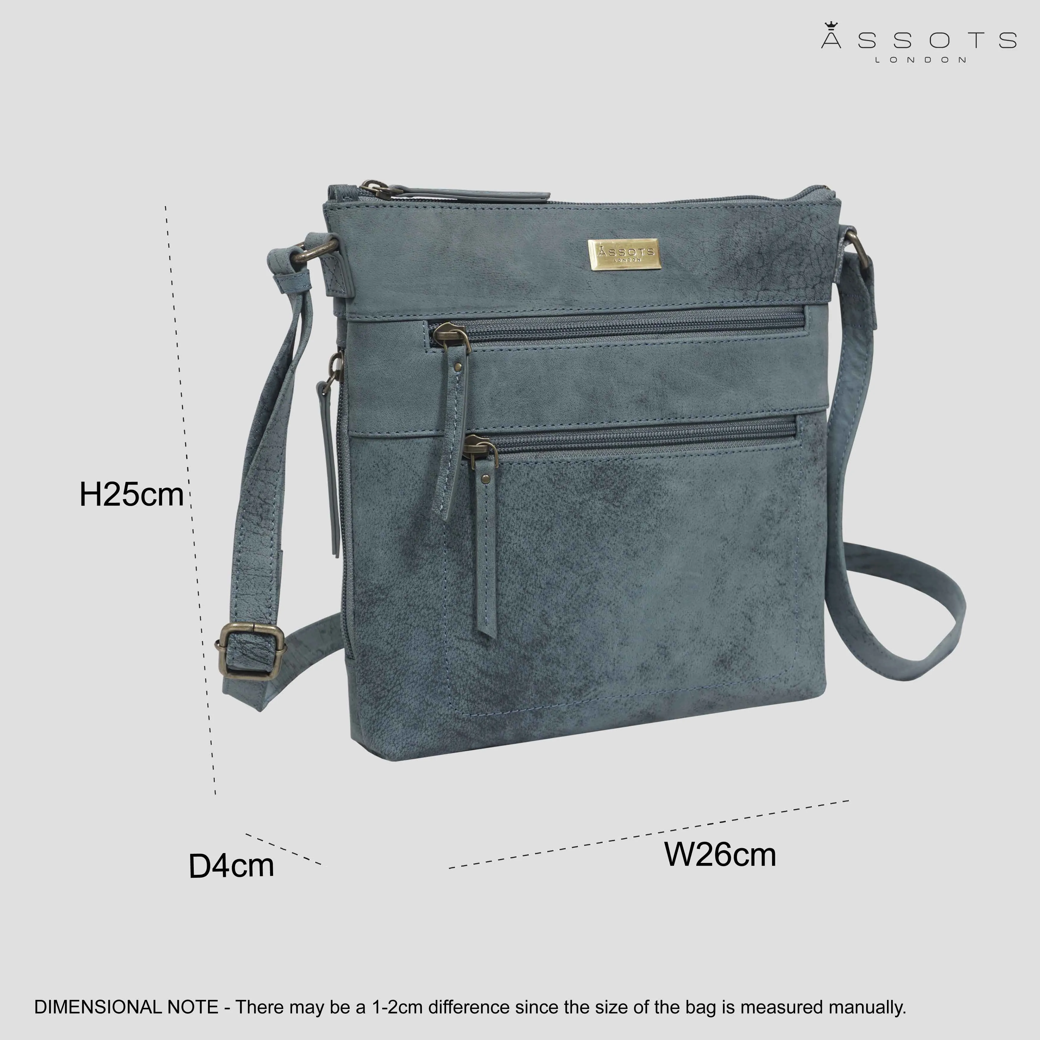 'CORI' Denim Distressed  Real Leather Crossbody Bag