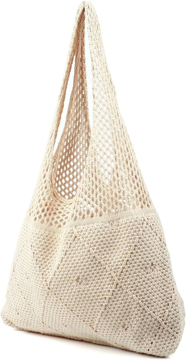 Crochet Mesh Beach Tote Shoulder Handbags Hobo Summer Aesthetic Women's Bag