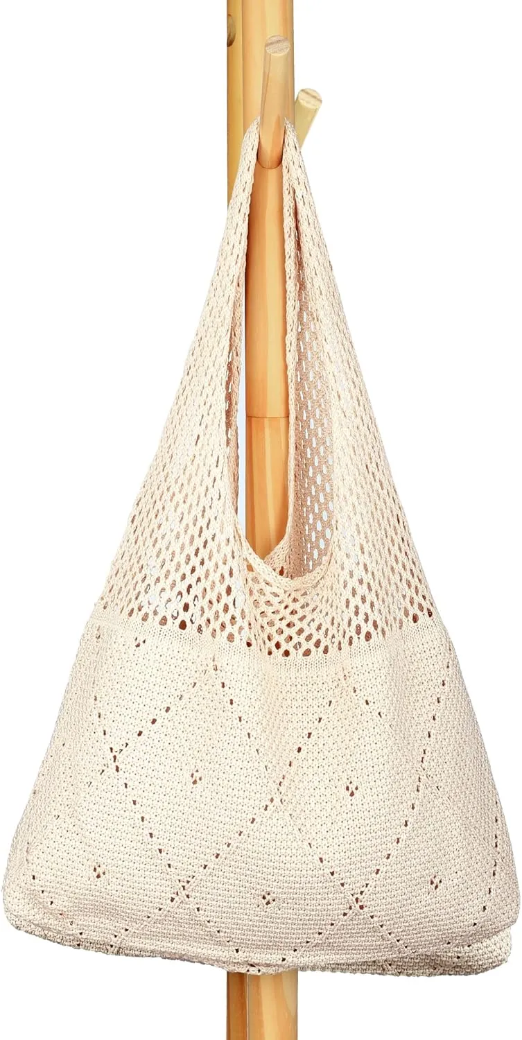 Crochet Mesh Beach Tote Shoulder Handbags Hobo Summer Aesthetic Women's Bag