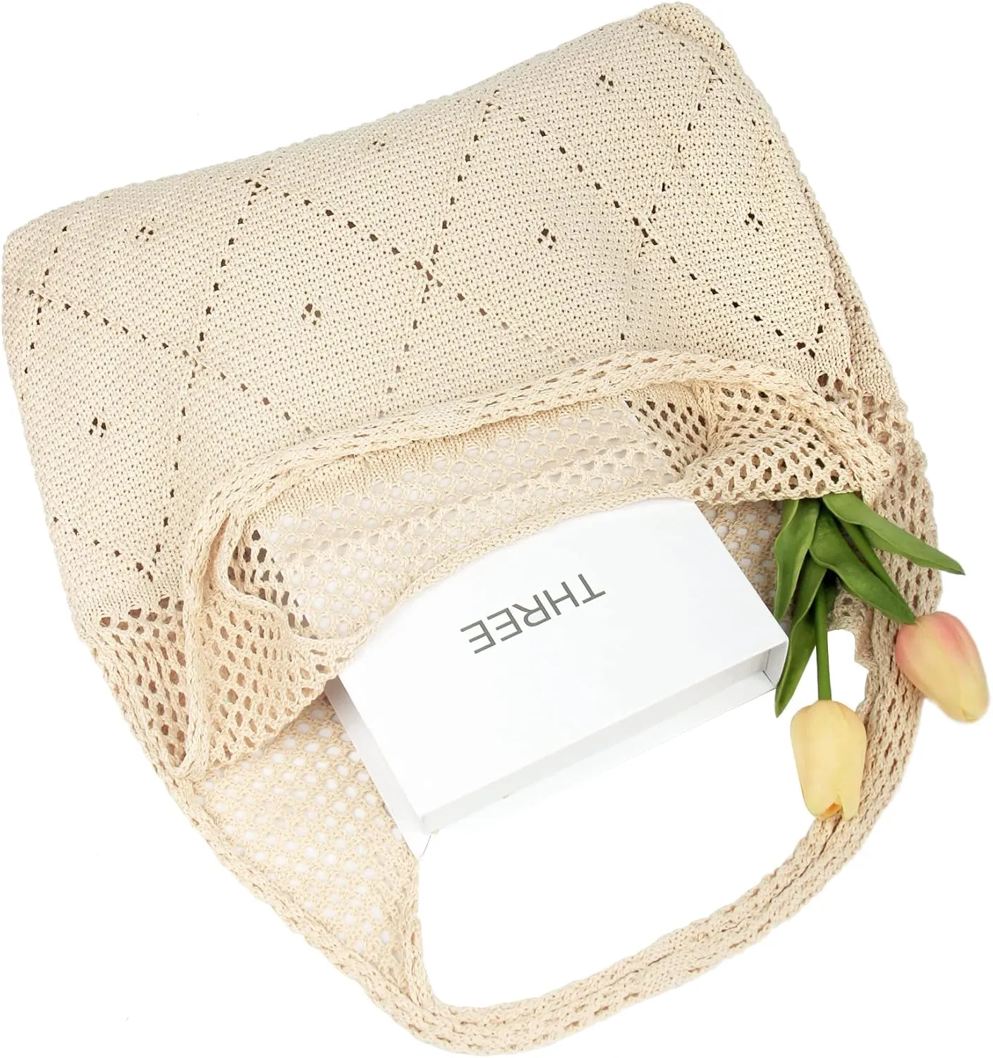 Crochet Mesh Beach Tote Shoulder Handbags Hobo Summer Aesthetic Women's Bag