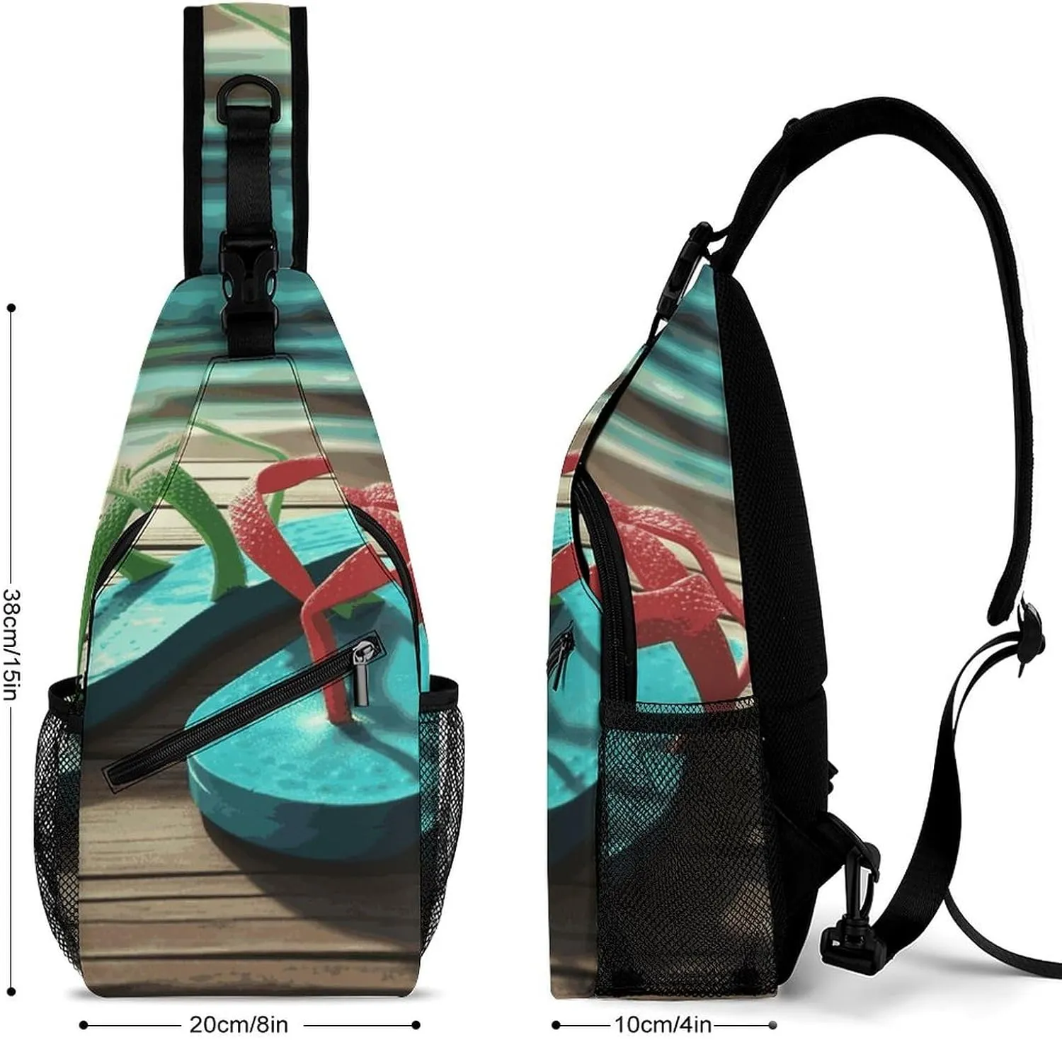 Crossbody Bag for Women Men Chest Bag Floral Swan Sling Bag Crossbody Shoulder Bag Sling Backpack