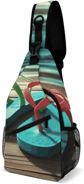 Crossbody Bag for Women Men Chest Bag Floral Swan Sling Bag Crossbody Shoulder Bag Sling Backpack