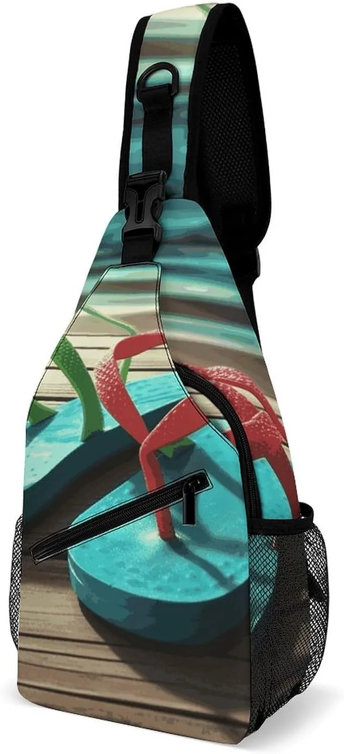 Crossbody Bag for Women Men Chest Bag Floral Swan Sling Bag Crossbody Shoulder Bag Sling Backpack