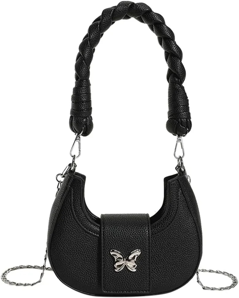 Crossbody Bag for Women Vegan Leather Hobo Handbags Tote Handbag Purse Shoulder Bucket Bag with Chain Straps