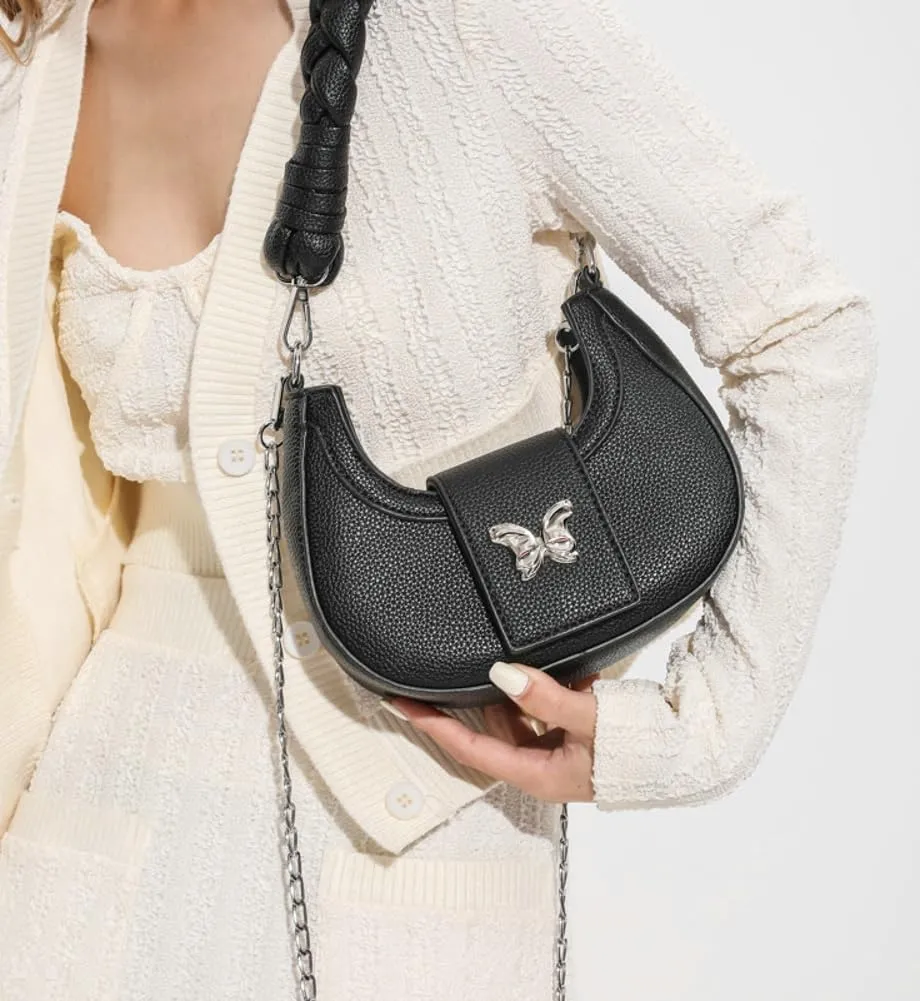 Crossbody Bag for Women Vegan Leather Hobo Handbags Tote Handbag Purse Shoulder Bucket Bag with Chain Straps