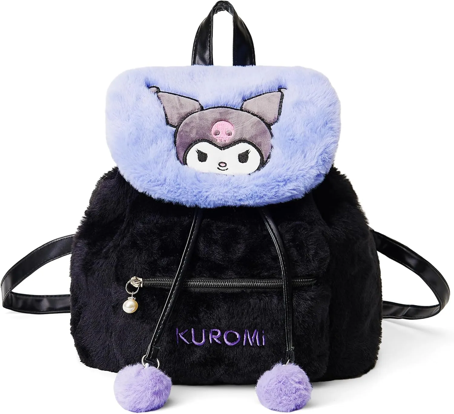 Cute Plush Backpack, Soft Fuzzy Cartoon Bucket Purse, 16 Inch Large Capacity Casual Daypack