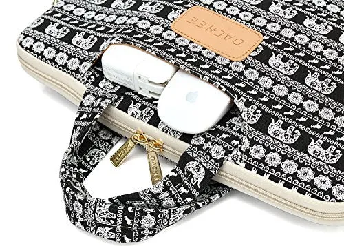 Dachee Black Elephant Rose Patten Waterproof Laptop Shoulder Messenger Bag Case Sleeve For 14