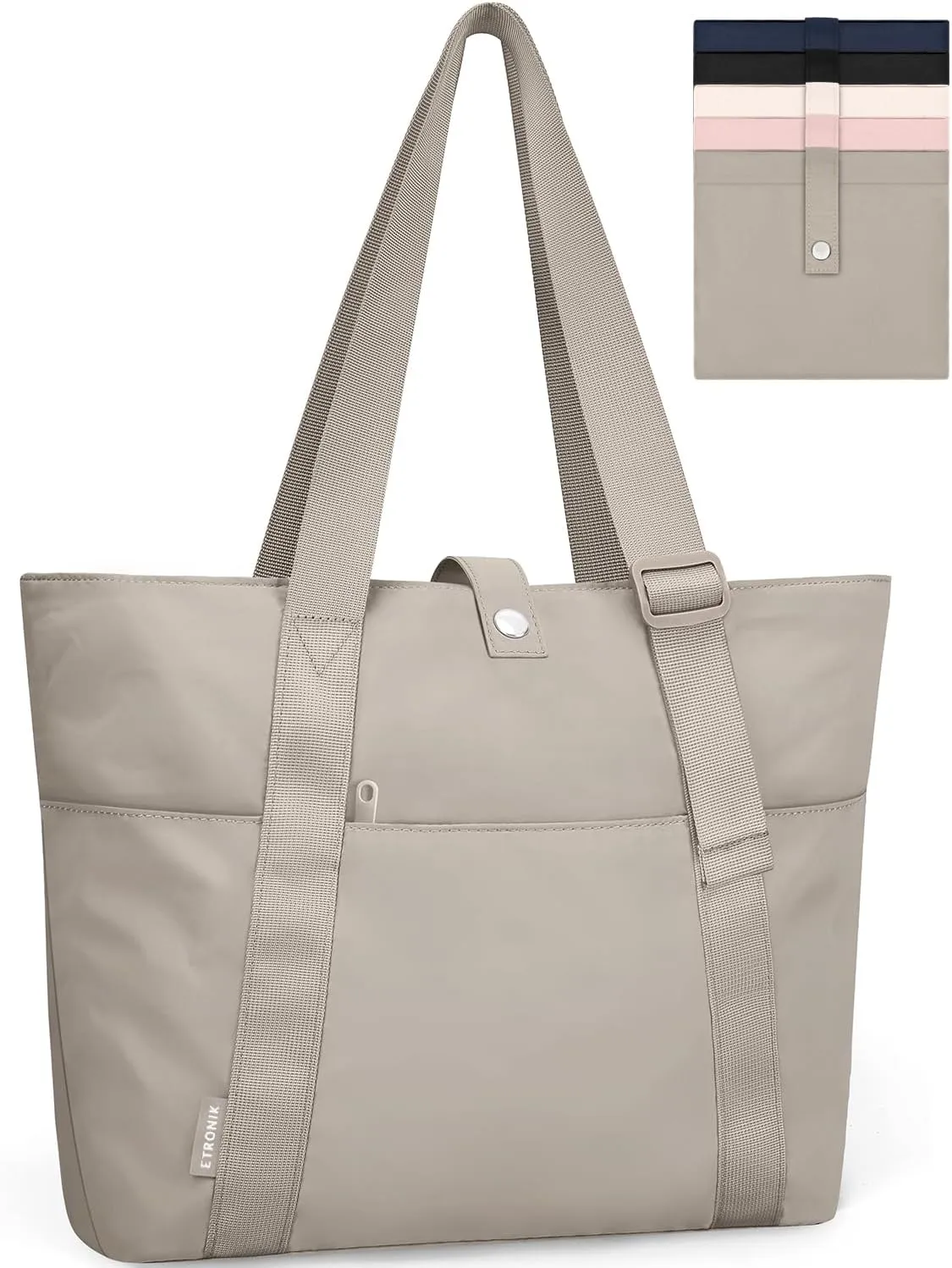 ETRONIK Tote Bag for Women, Foldable Work Tote Bag with Zipper Handbag Nurse Shoulder Bag for Travel, Work, Gym, School
