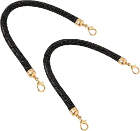 Framendino, 2 Pack Rhinestone Purse Strap Crystal Replacement Bag Straps Black Cross Body Bag Chain Shoulder Strap for Women 11.8 Inch