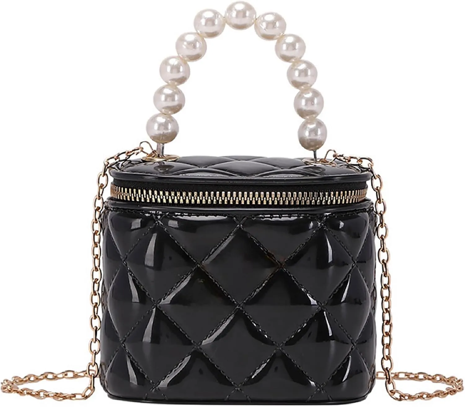 Girls Wallet, Mini Jelly Purse for Women, Shoulder Bags with Pearl Handle and Gold Chain-Crossbody Handbags-Box bag