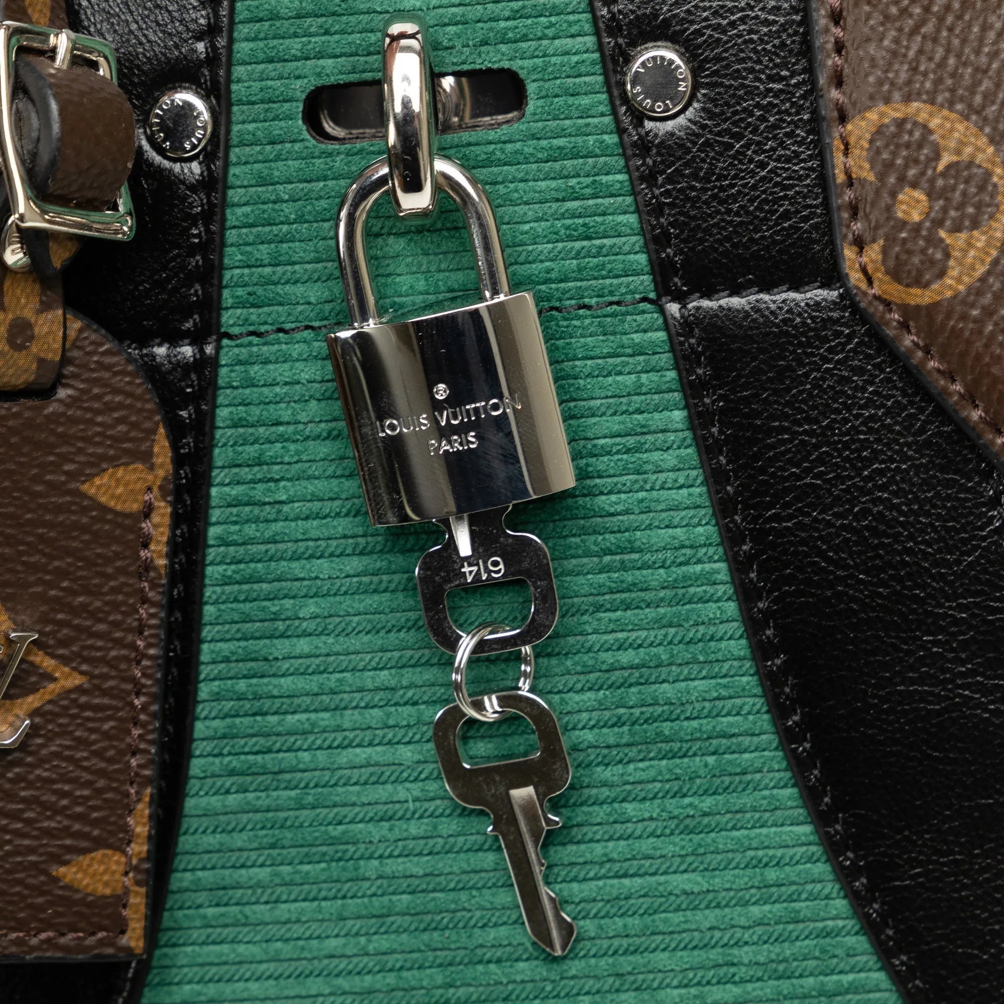 Green Louis Vuitton Monogram Leopard Print Calfskin Corduroy City Steamer PM Satchel
