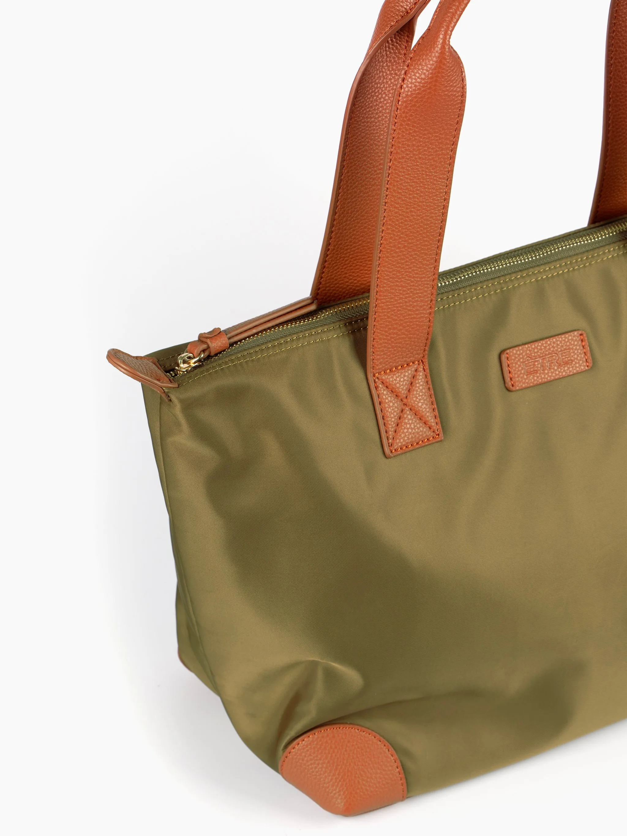 Harlowe Classic Tote Bag - Khaki, Nylon/PU