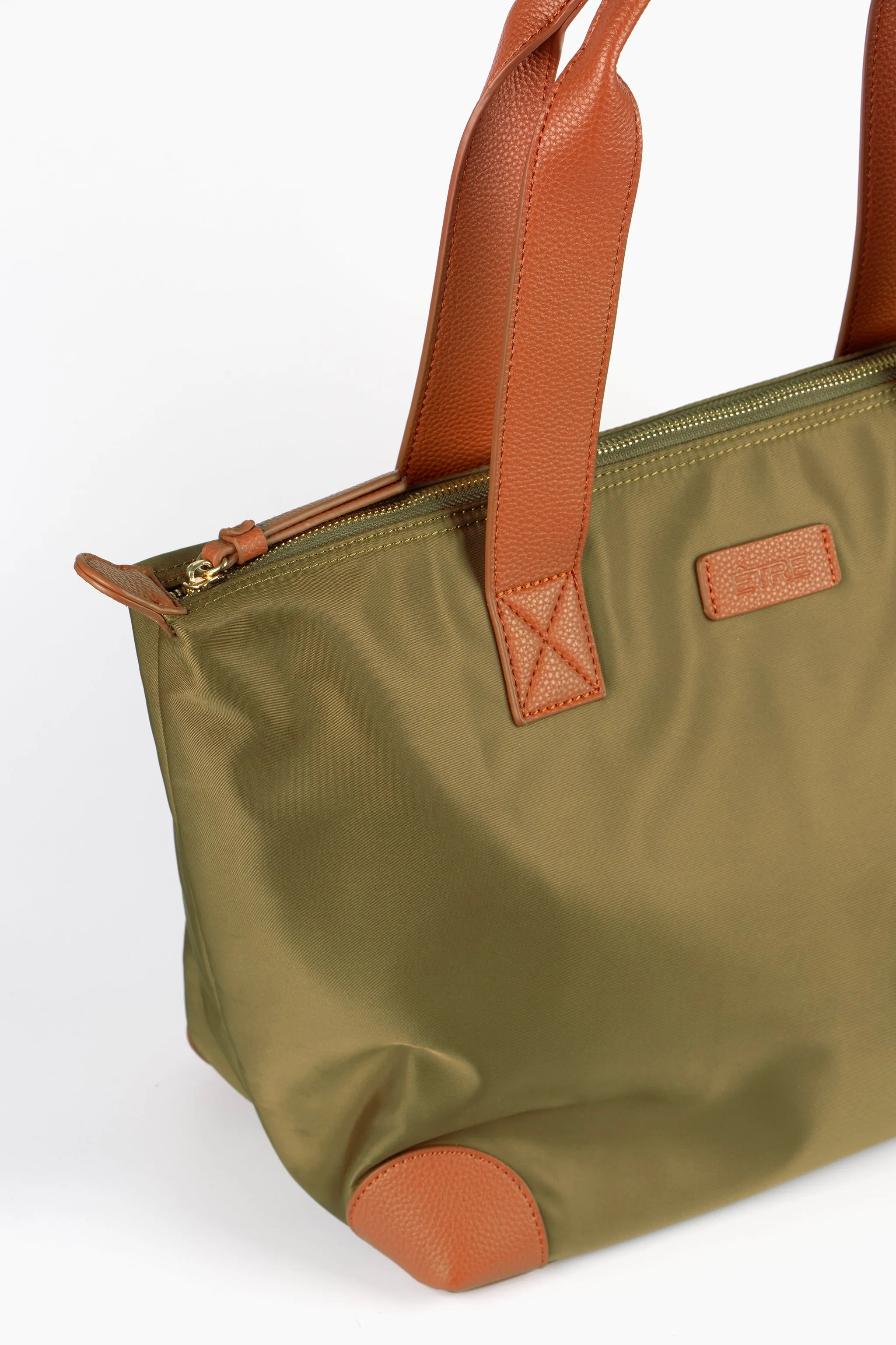 Harlowe Classic Tote Bag - Khaki, Nylon/PU