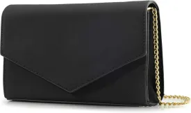 HOXIS Minimalist Evening Envelope Clutch Chain Shoulder Bag Women Faux Leather Suede Purse