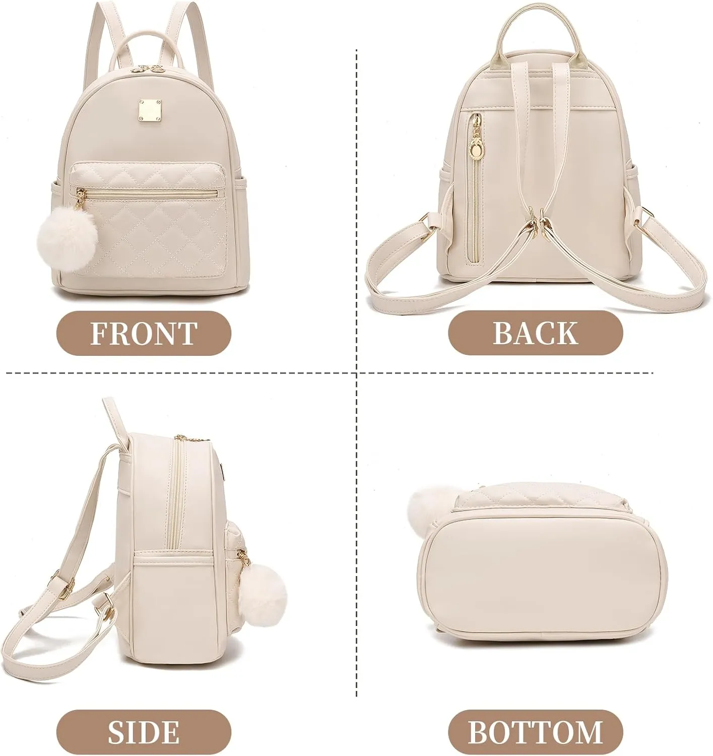 I IHAYNER Girls Mini Leather Backpack Purse Cute Small Backpack Fashion Backpack for Women, Black
