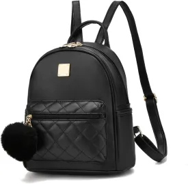 I IHAYNER Girls Mini Leather Backpack Purse Cute Small Backpack Fashion Backpack for Women, Black