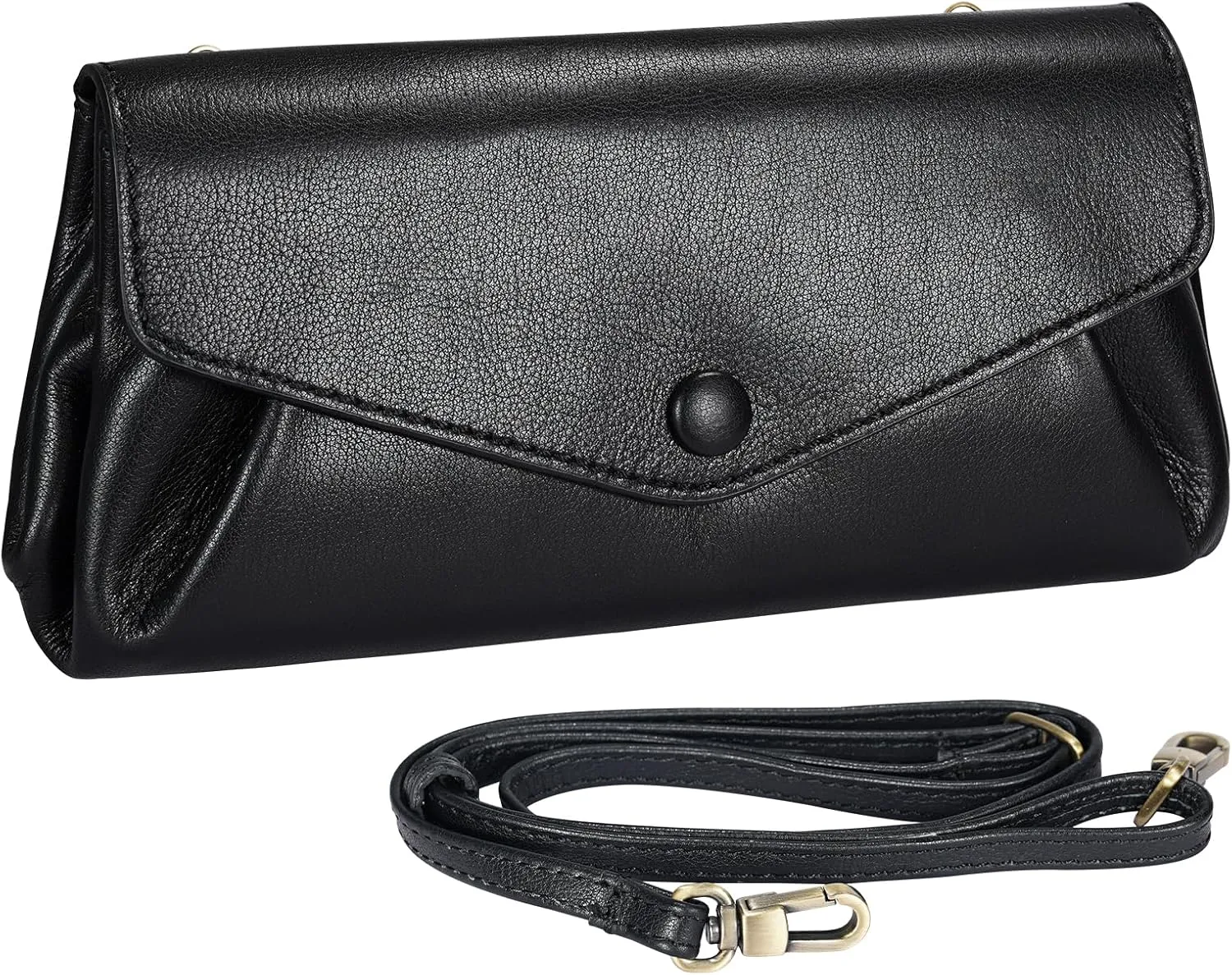Itslife Leather Wristlet Wallet Clutch Ladies Smartphone Cross Body Wallet with Shoulder strap/Wrist Strap (Black)
