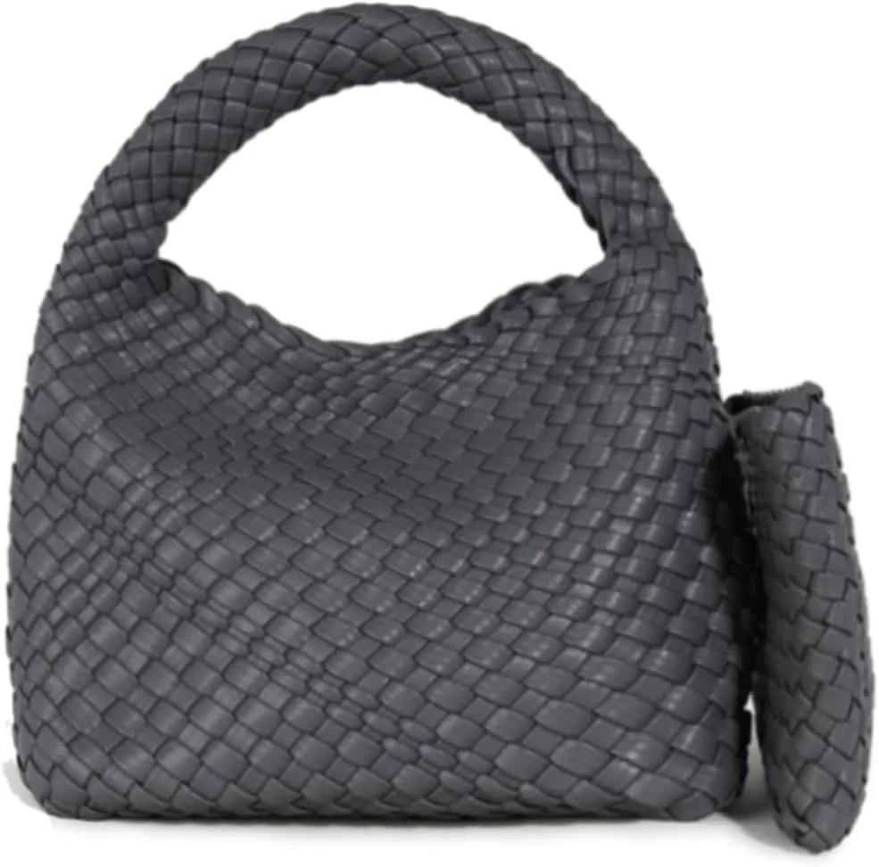 JINMANXUE Fashion Handbag for Women, Woven Tote Bucket Composite Bag, Knitting Chain Crossbody Shoulder Purse
