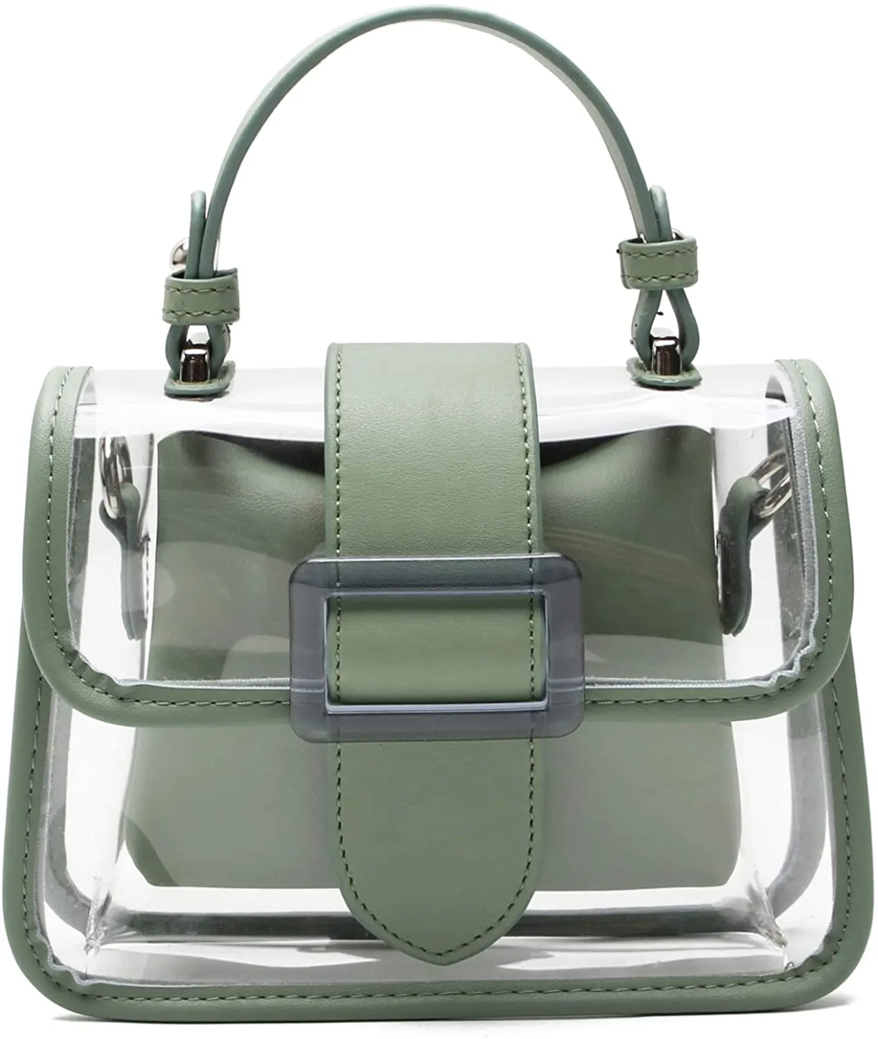 Light Green Clear Shoulder Bag Purse 2 in 1 Transparent Crossbody Bag Jelly Handbag