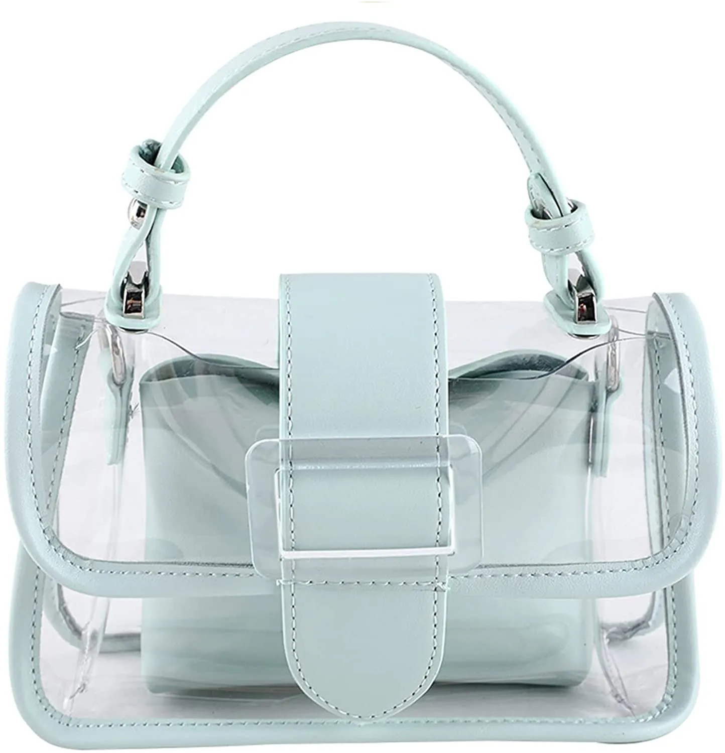 Light Green Clear Shoulder Bag Purse 2 in 1 Transparent Crossbody Bag Jelly Handbag