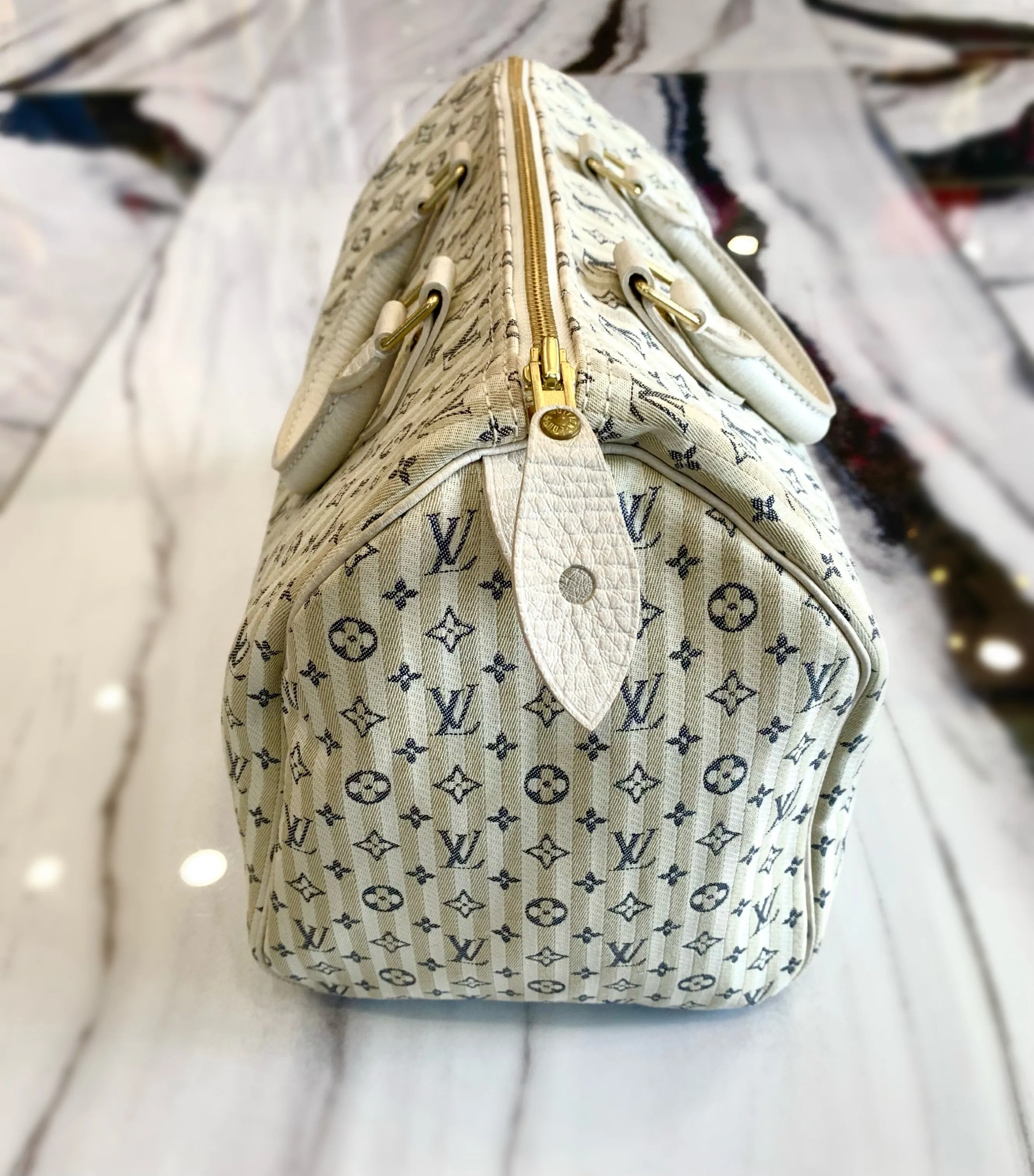 LOUIS VUITTON MONOGRAM MINI LIN CROISETTE SPEEDY 30 BAG