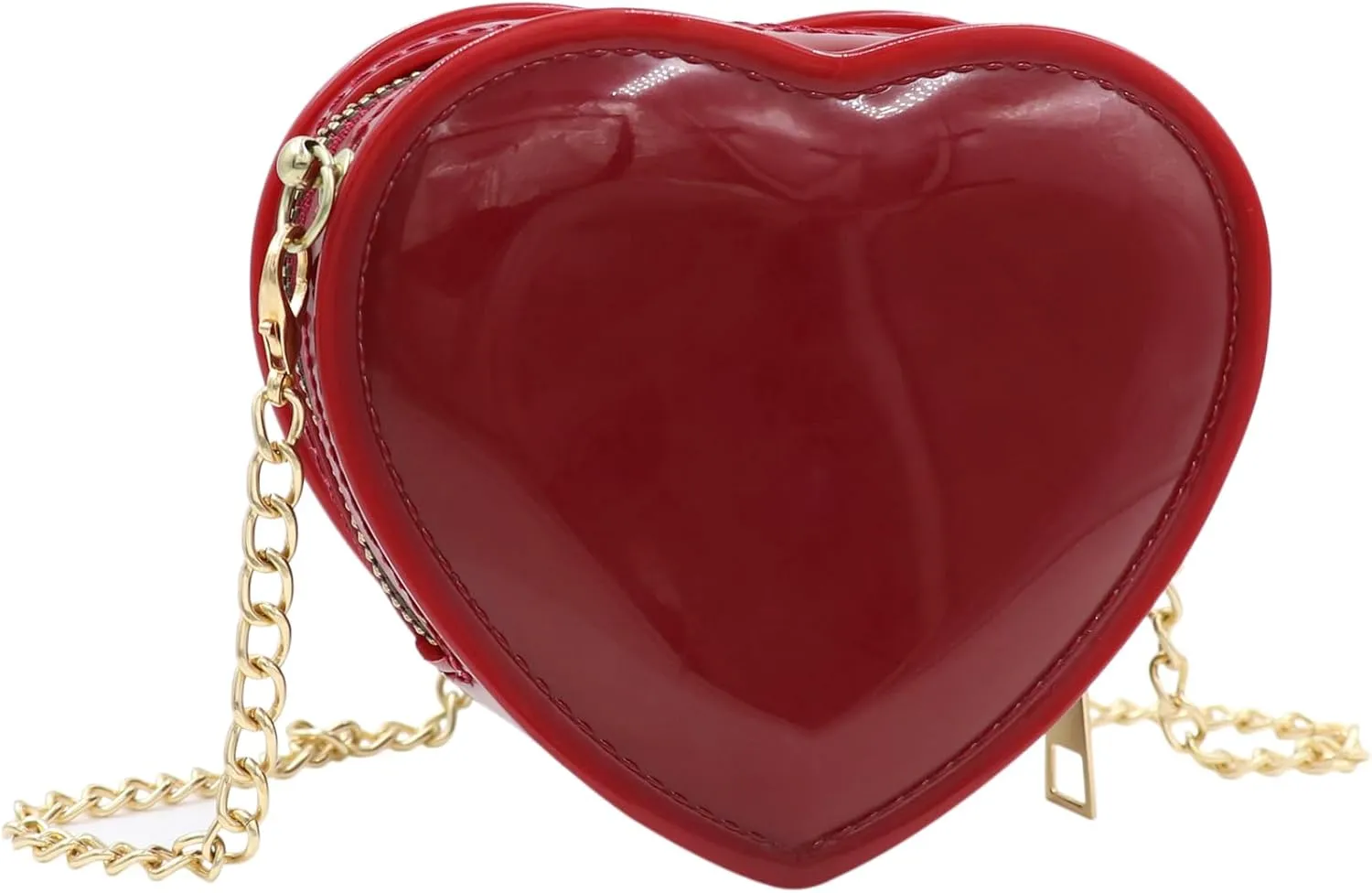 Mini Candy Color Jelly Purse Girls Purse Heart Shaped Crossbody Bags Shoulder Bag Chain Purse Birthday Gifts,Red