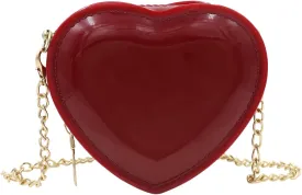 Mini Candy Color Jelly Purse Girls Purse Heart Shaped Crossbody Bags Shoulder Bag Chain Purse Birthday Gifts,Red