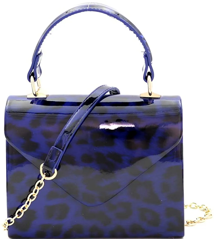 Mini Retro Glossy Crocodile Black Box Flap leather Satchel Crossbody Handbag