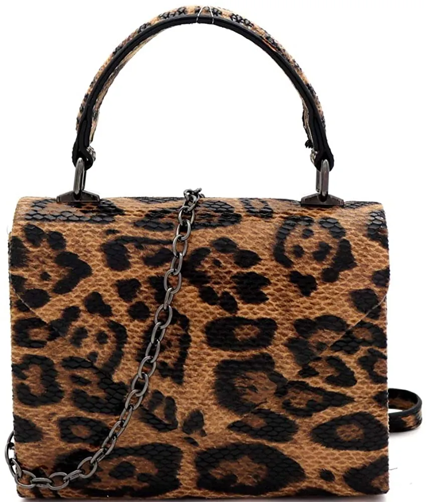 Mini Retro Glossy Crocodile Black Box Flap leather Satchel Crossbody Handbag