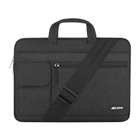 MOSISO Laptop Shoulder Bag Compatible with MacBook Pro/Air 13 inch, 13-13.3 inch Notebook Computer, Polyester Flapover Briefcase Sleeve Case, Black