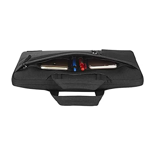 MOSISO Laptop Shoulder Bag Compatible with MacBook Pro/Air 13 inch, 13-13.3 inch Notebook Computer, Polyester Flapover Briefcase Sleeve Case, Black