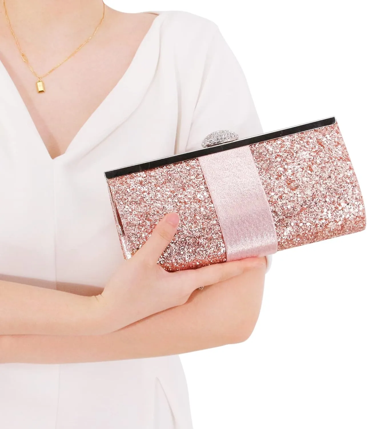 Naimo Women's Sequin Rhinestone Evening Bag Elegant Glitter Clutch Handbag Purse