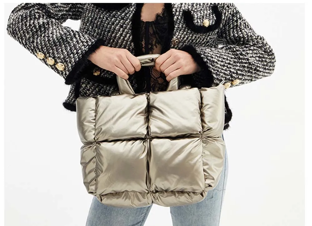 Quilted Nylon Large Padded Tote Bag