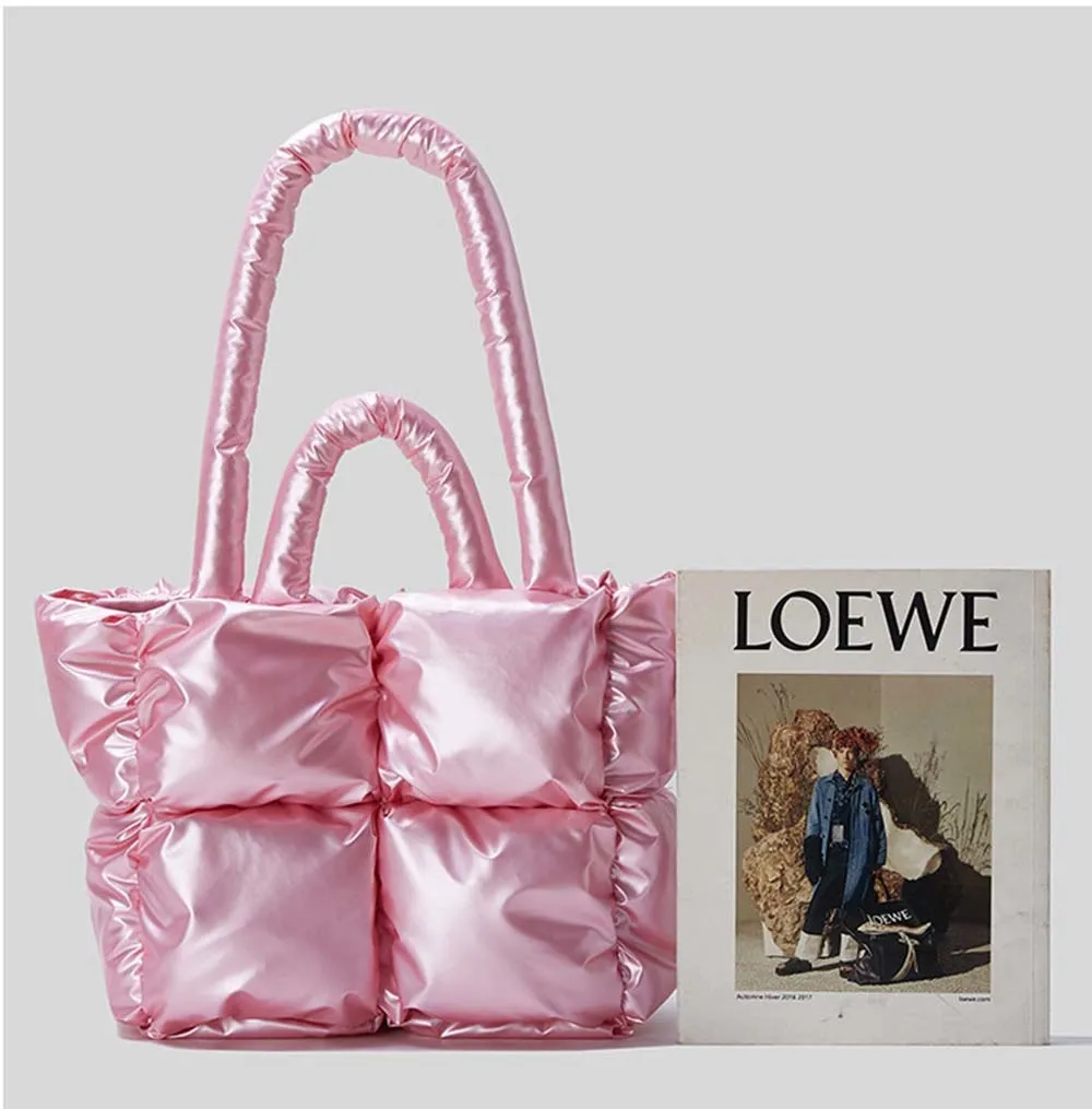 Quilted Nylon Large Padded Tote Bag
