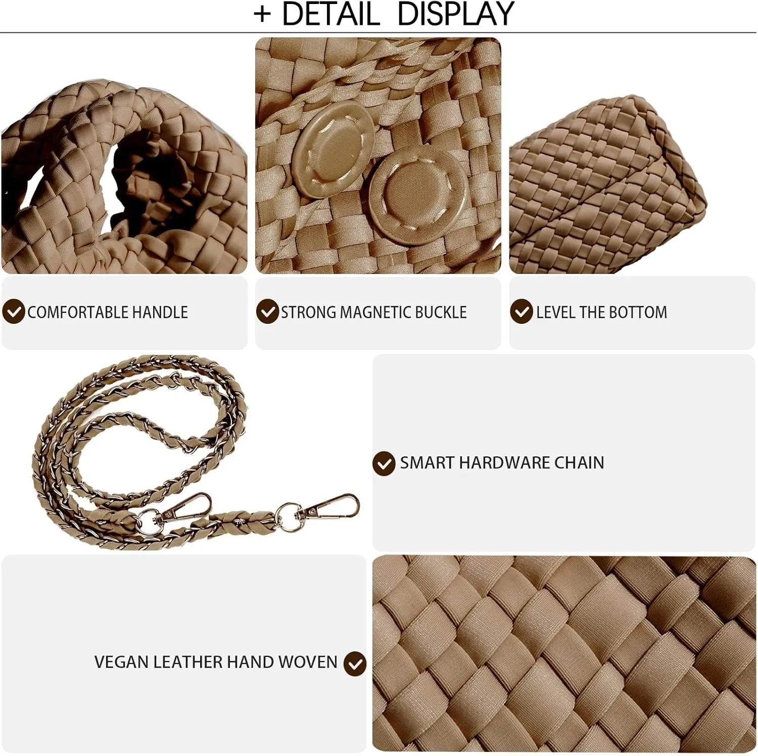 Small Tote Shoulder Bag, Women Handbags and Purses, Woven Composite Bag, Travel Chain Pouch, Phone Crossbody Satchel