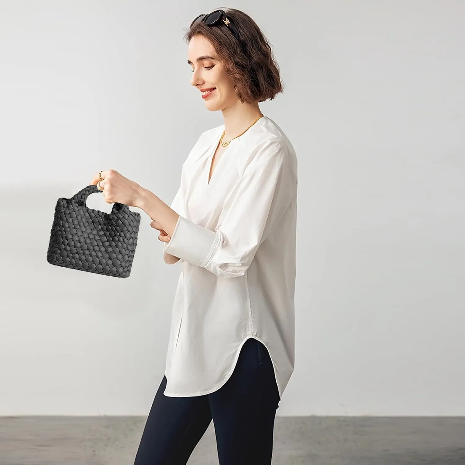 Small Tote Shoulder Bag, Women Handbags and Purses, Woven Composite Bag, Travel Chain Pouch, Phone Crossbody Satchel