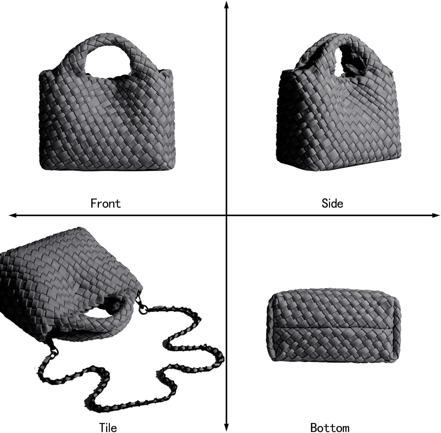Small Tote Shoulder Bag, Women Handbags and Purses, Woven Composite Bag, Travel Chain Pouch, Phone Crossbody Satchel