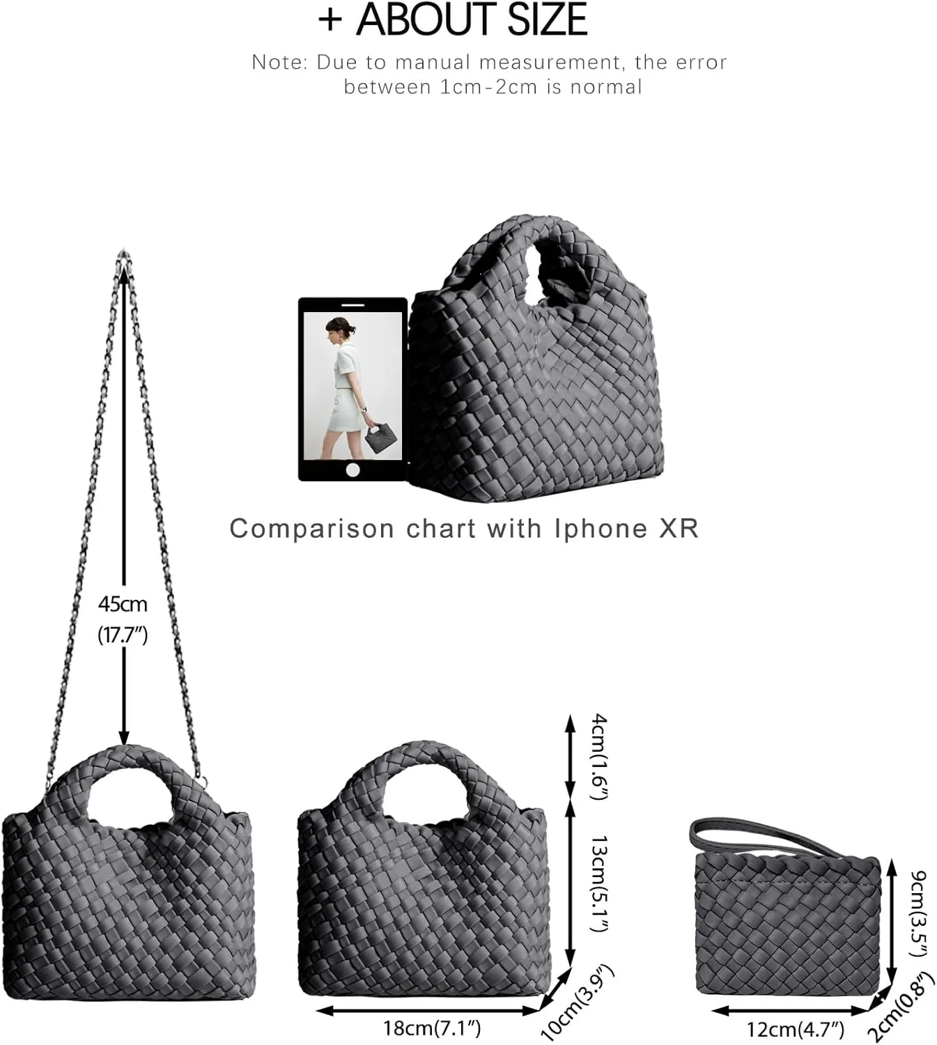 Small Tote Shoulder Bag, Women Handbags and Purses, Woven Composite Bag, Travel Chain Pouch, Phone Crossbody Satchel