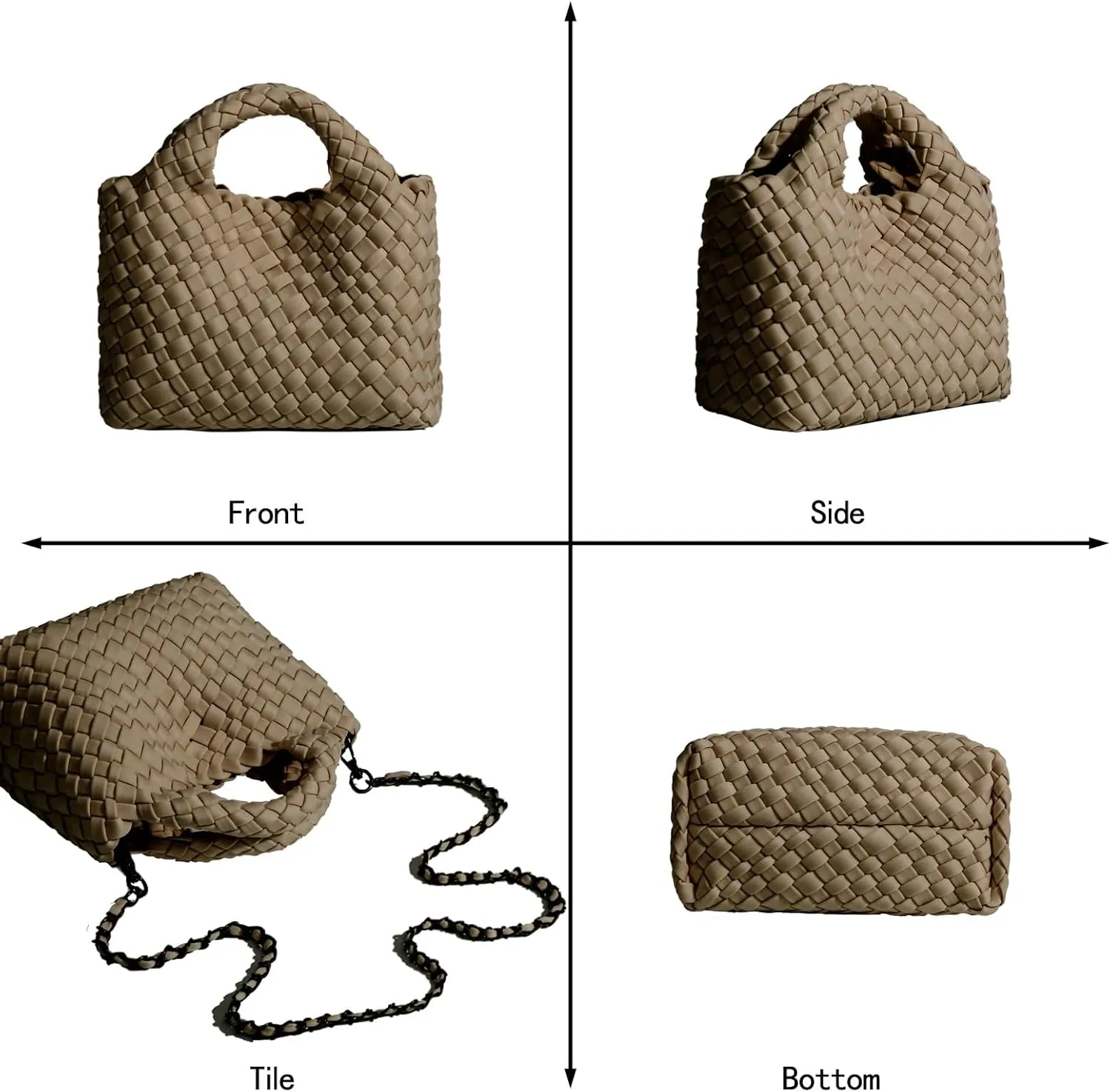 Small Tote Shoulder Bag, Women Handbags and Purses, Woven Composite Bag, Travel Chain Pouch, Phone Crossbody Satchel