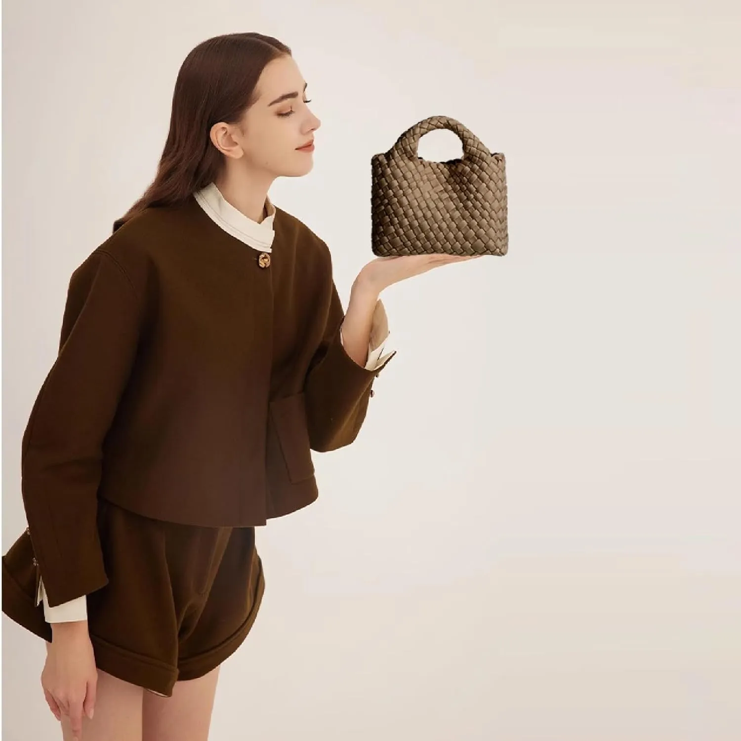 Small Tote Shoulder Bag, Women Handbags and Purses, Woven Composite Bag, Travel Chain Pouch, Phone Crossbody Satchel