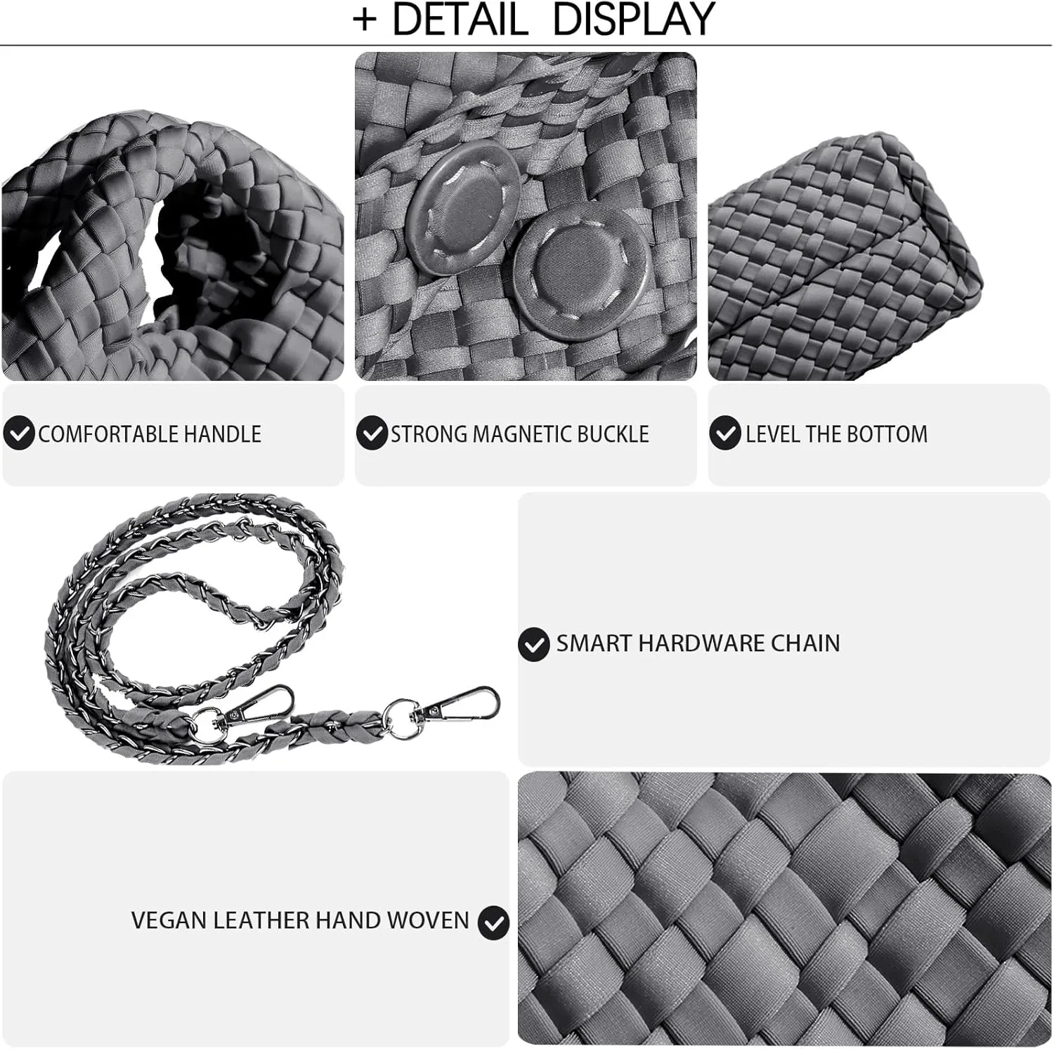 Small Tote Shoulder Bag, Women Handbags and Purses, Woven Composite Bag, Travel Chain Pouch, Phone Crossbody Satchel