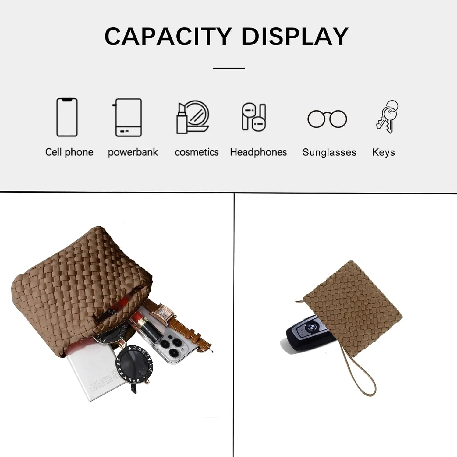 Small Tote Shoulder Bag, Women Handbags and Purses, Woven Composite Bag, Travel Chain Pouch, Phone Crossbody Satchel