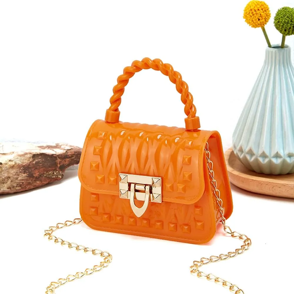 Toddler Handbags Cross Body Bag Shoulder Bag Wallet Princess Purse Sunglass for Girls Kids (Orange)