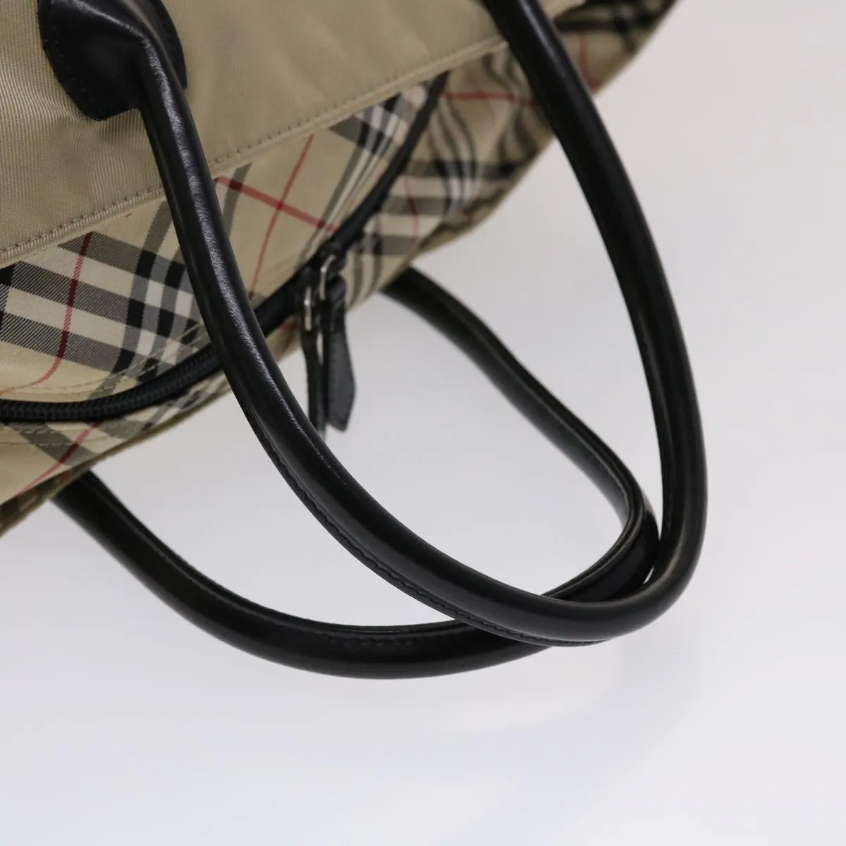 Trendy Inspired Burberry Nova Check Blue Label Tote Bag Nylon Beige Auth Yb277