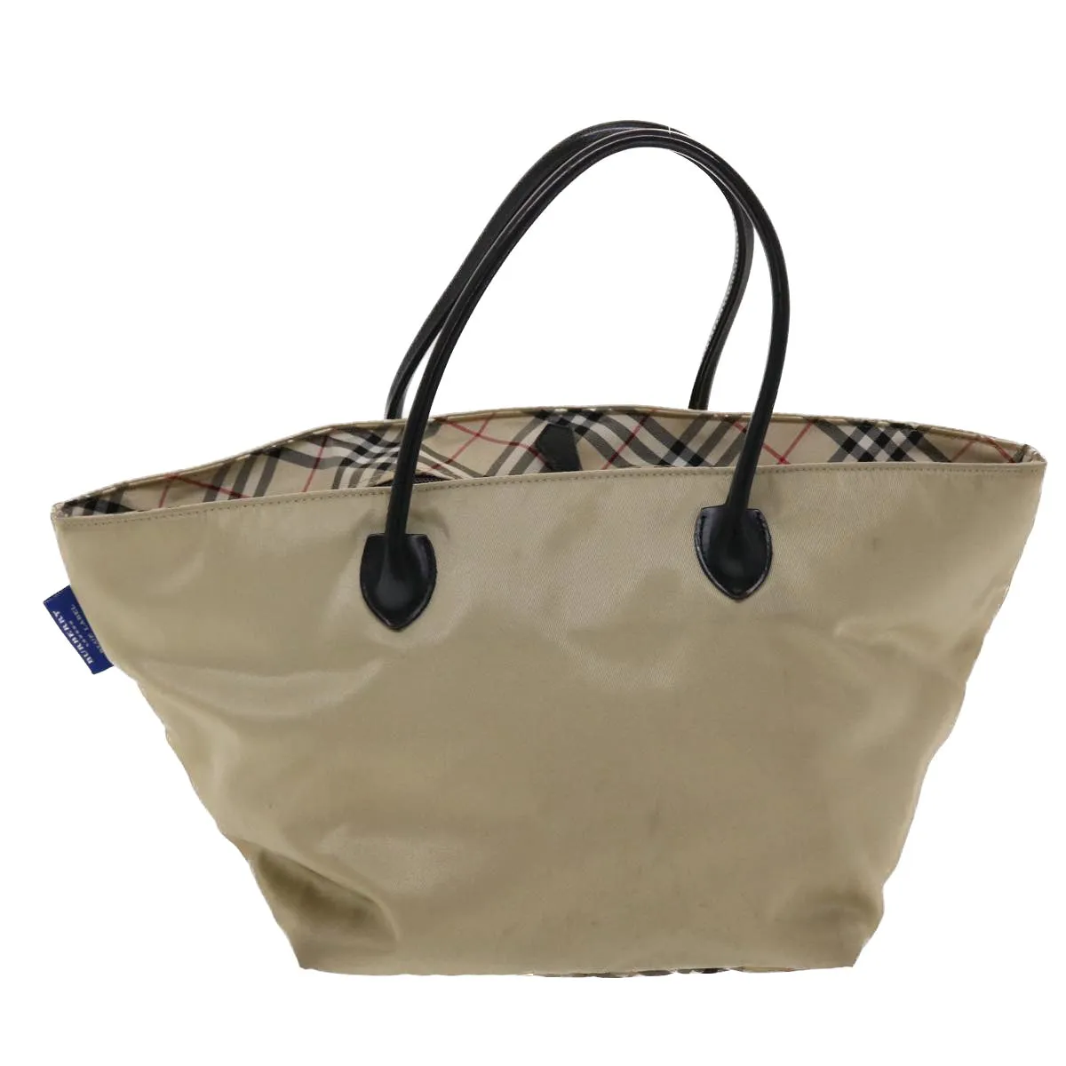 Trendy Inspired Burberry Nova Check Blue Label Tote Bag Nylon Beige Auth Yb277
